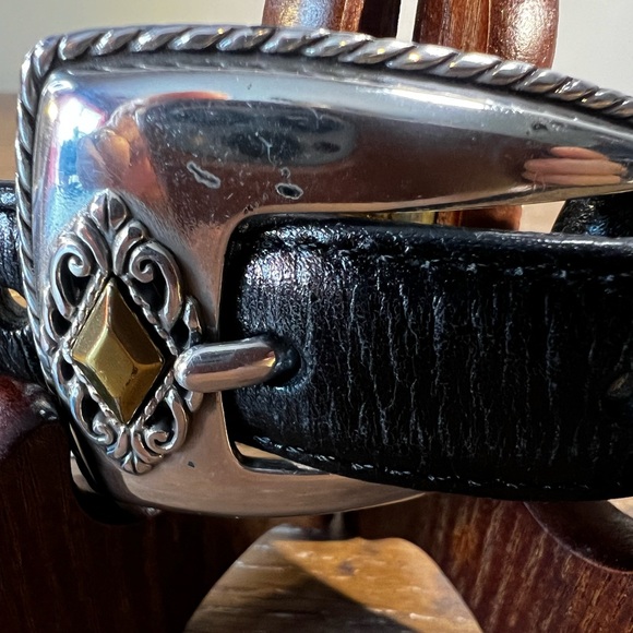 Brighton Black Leather Belt with Silver Buckle - Picture 3 of 6